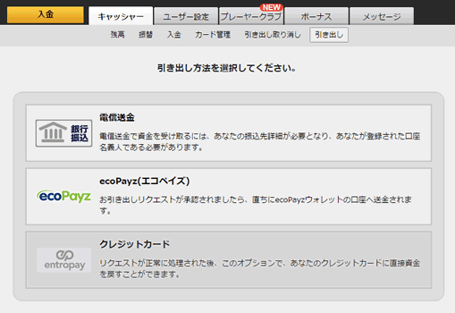 エコペイズへの払い戻し画面1