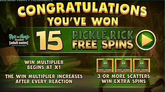 PICKLE RICKフリースピンで15ゲーム