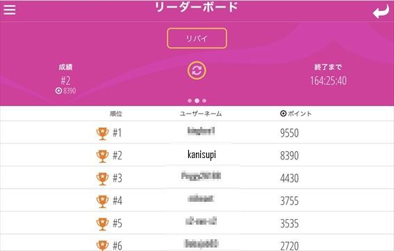 リーダーボード暫定2位
