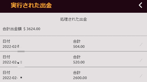 合計出金額は$3,624