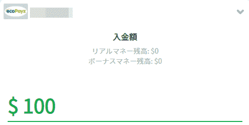 $100をチャージ