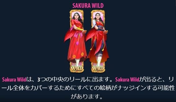 SakuraWildは3つの中央のリールにのみ出現