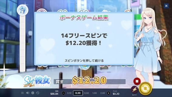 14フリースピンで$12.20獲得