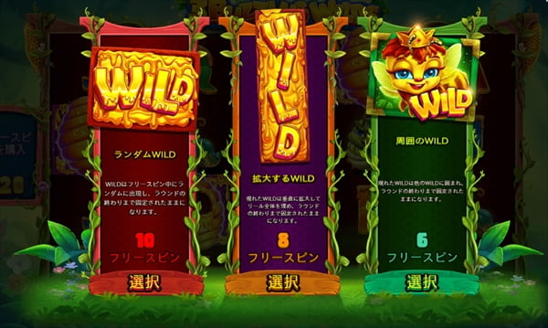 ボーナス中は3つのタイプのWILDから選ぶ