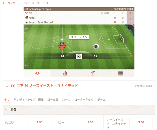 FCゴアvsノースイースト・ユナイテッド