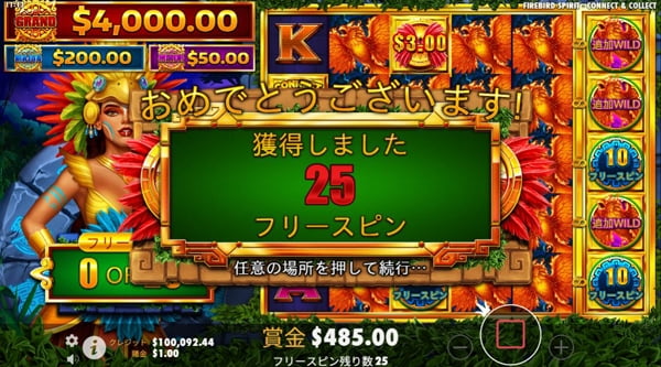 25回のフリースピンもゲット