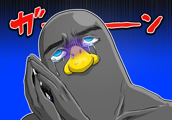 絶望の顔をしているペンギン