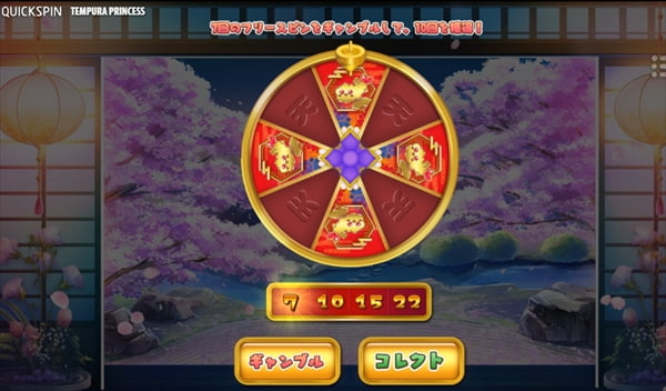 フリースピンのギャンブル画面