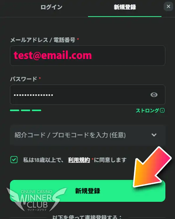 必要な項目は2つだけ!必要事項を入力