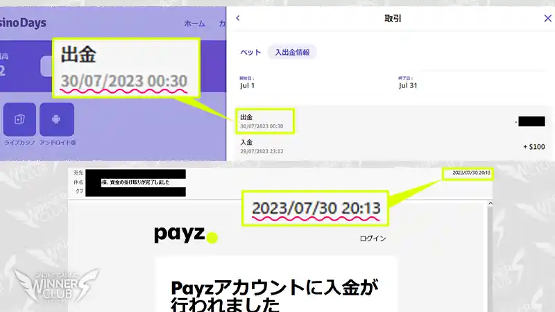カジノデイズの実際の出金スピードを調査