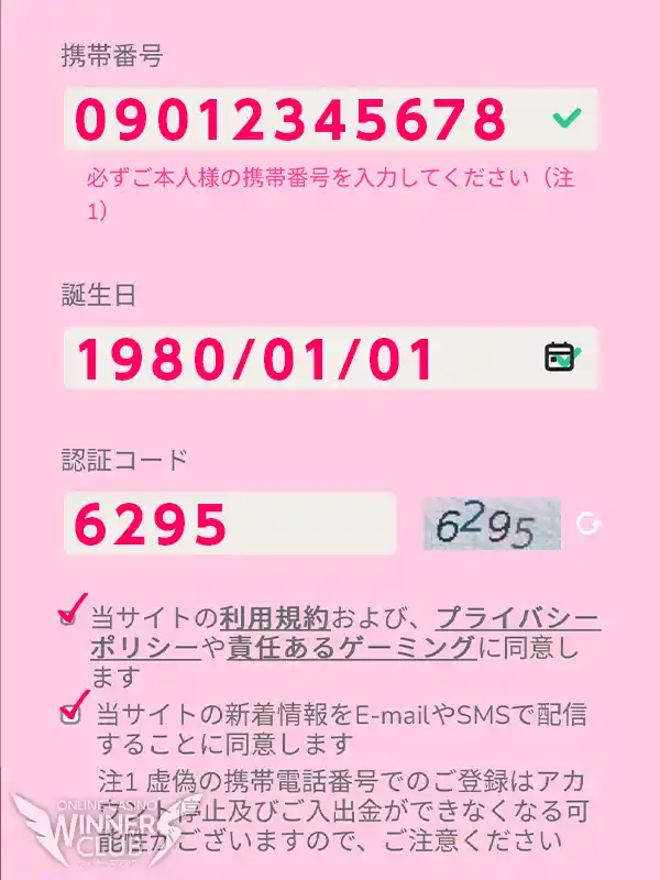 利用規約に同意して登録完了!