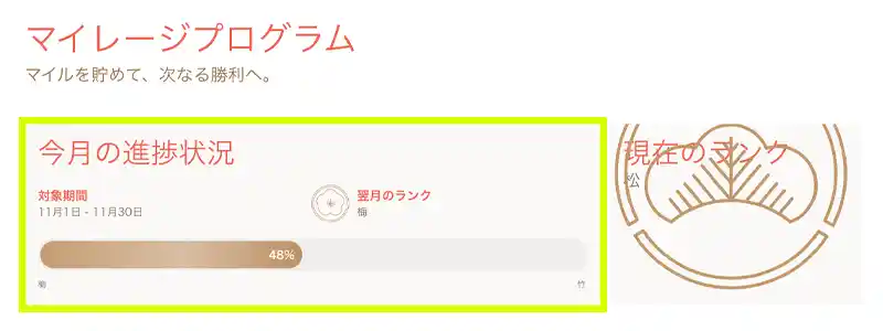 ランクチェックバーでおおよその進み具合がわかる