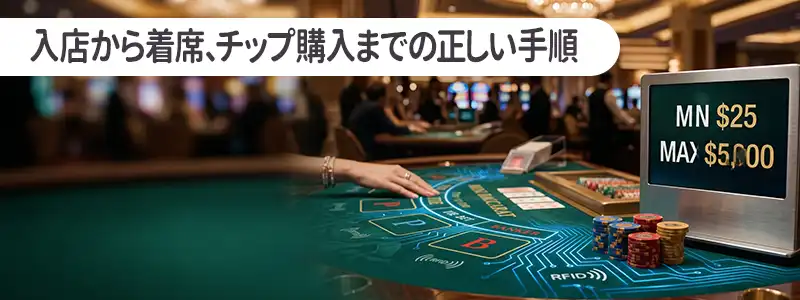 実務編：入店から着席・チップ購入までの正しい手順