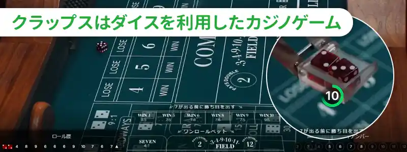 クラップスはダイスを使ったギャンブルゲーム