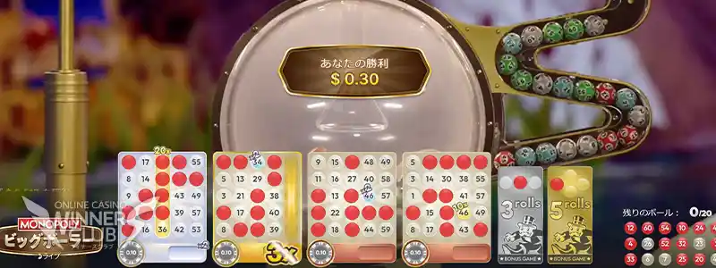 ゲーム終了またはボーナスゲーム