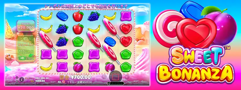 3位:Sweet Bonanza|連鎖による配当と扱いやすさで人気