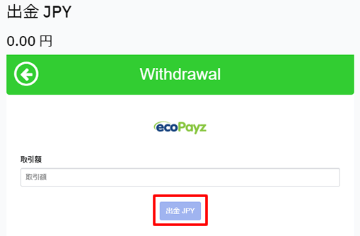 ビットコインからエコペイズへの出金画面3