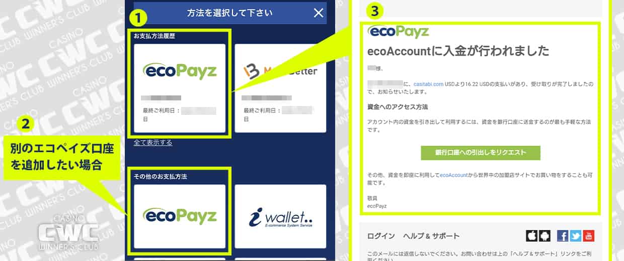 ecoPayz(エコペイズ)で出金する場合