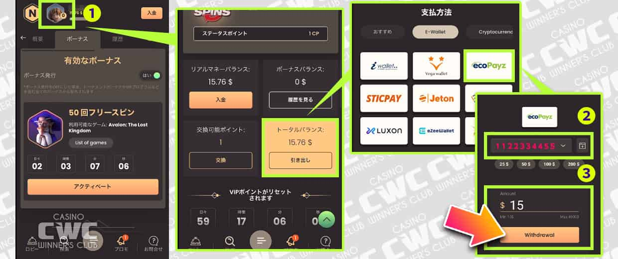 ecoPayz（エコペイズ）の出金時間