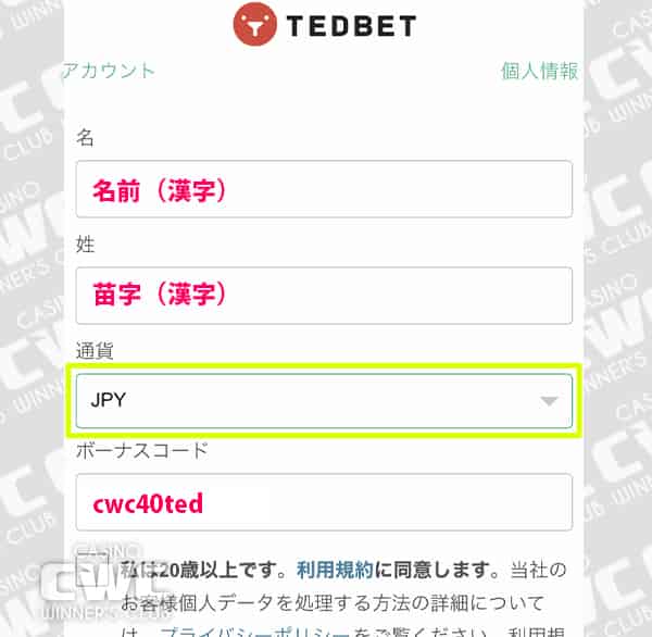 必要事項を入力する