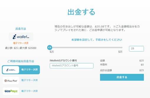 エコペイズへの払い戻し画面