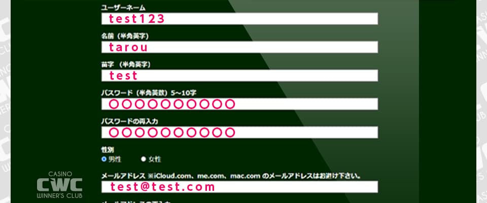お申し込み情報を入力