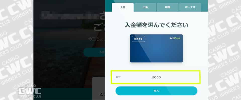 エコペイズから入金する場合