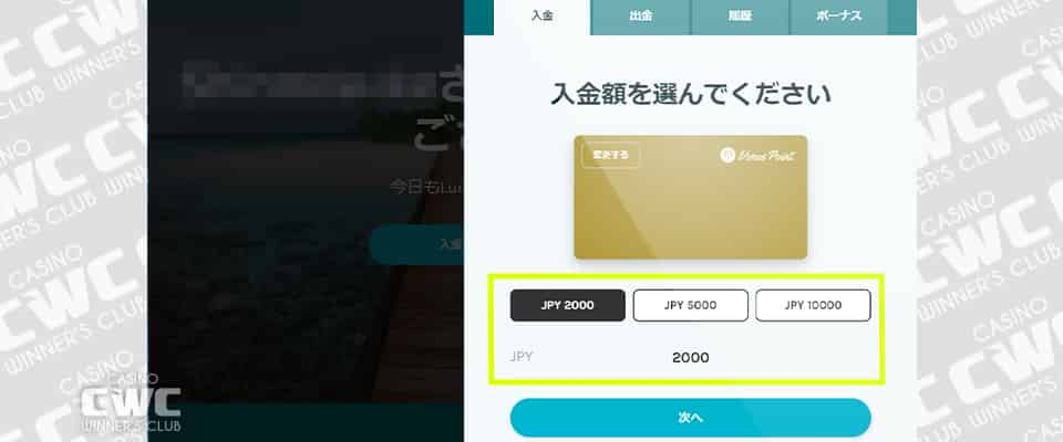 ヴィーナスポイントから入金する場合