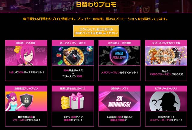 ラッキーニッキーの日替わりプロモ