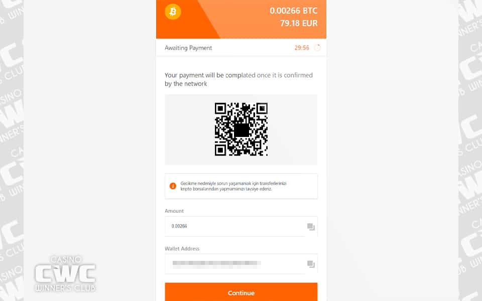 お持ちの仮想通貨ウォレットから入金する