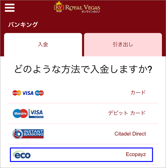 エコペイズの入金画面１