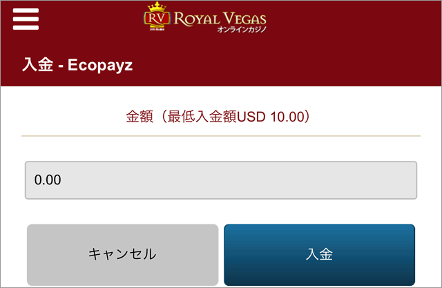 エコペイズの入金画面２