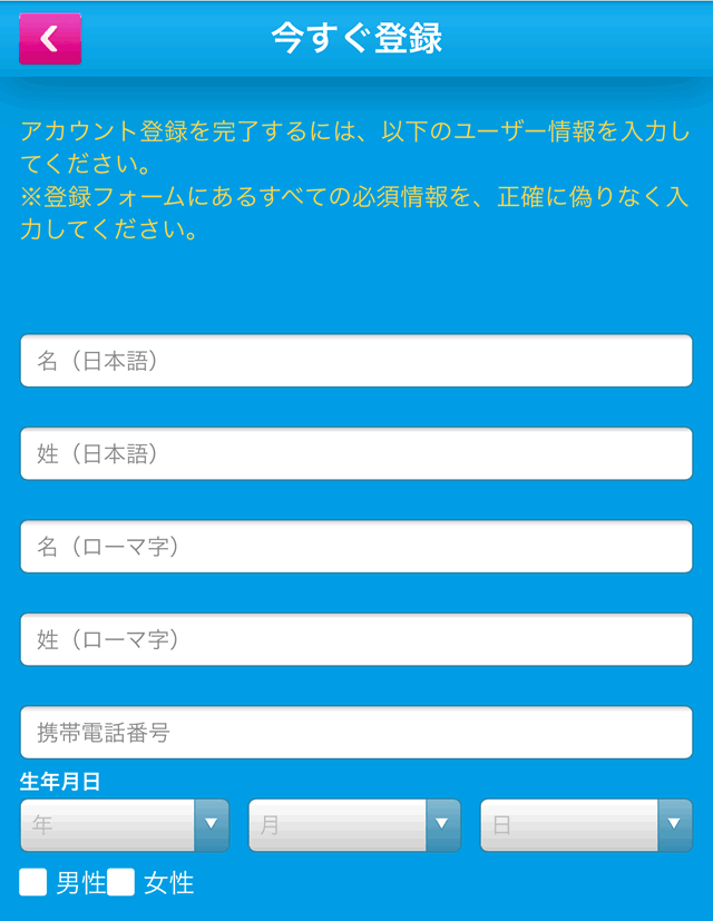 ベラジョンカジノ登録画面2