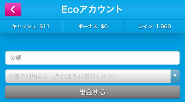 エコペイズからの引き出し画面